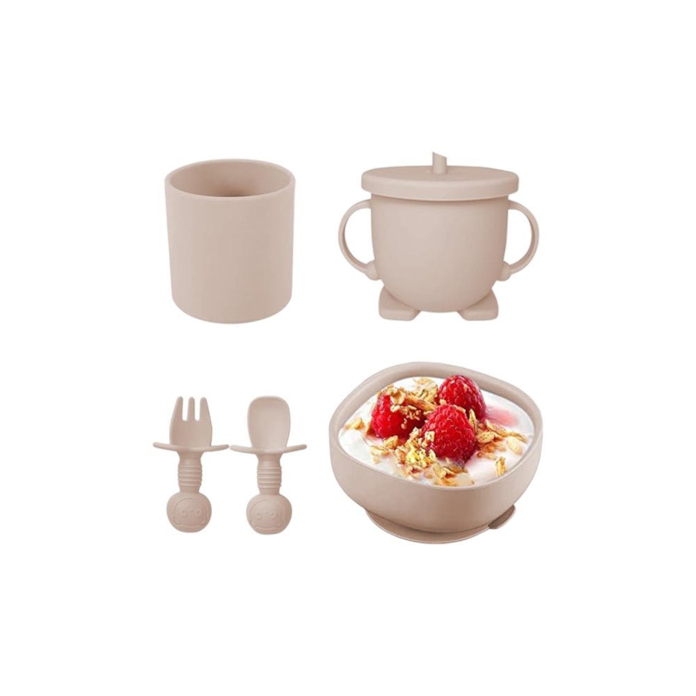 10 - Piece Baby Feeding Set, Silicone Plates, Bowl, Bibs, Spoon - Babies Mall