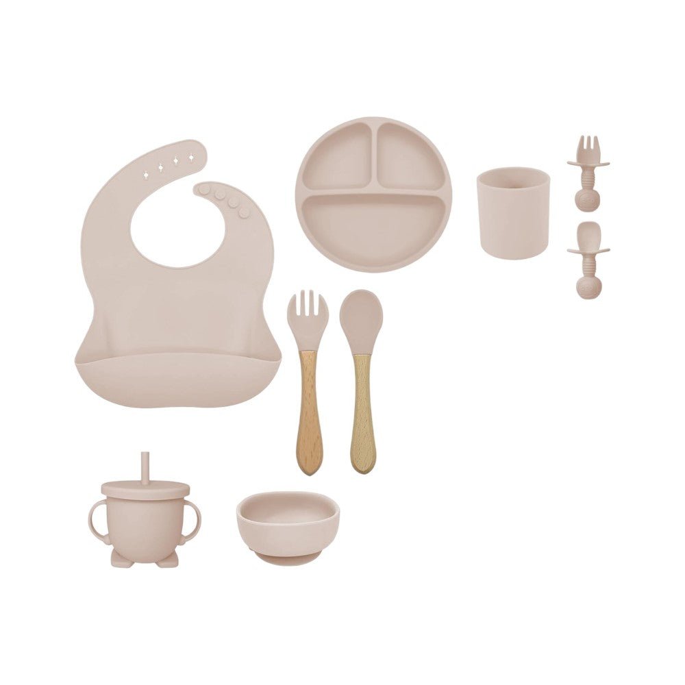 10 - Piece Baby Feeding Set, Silicone Plates, Bowl, Bibs, Spoon - Babies Mall