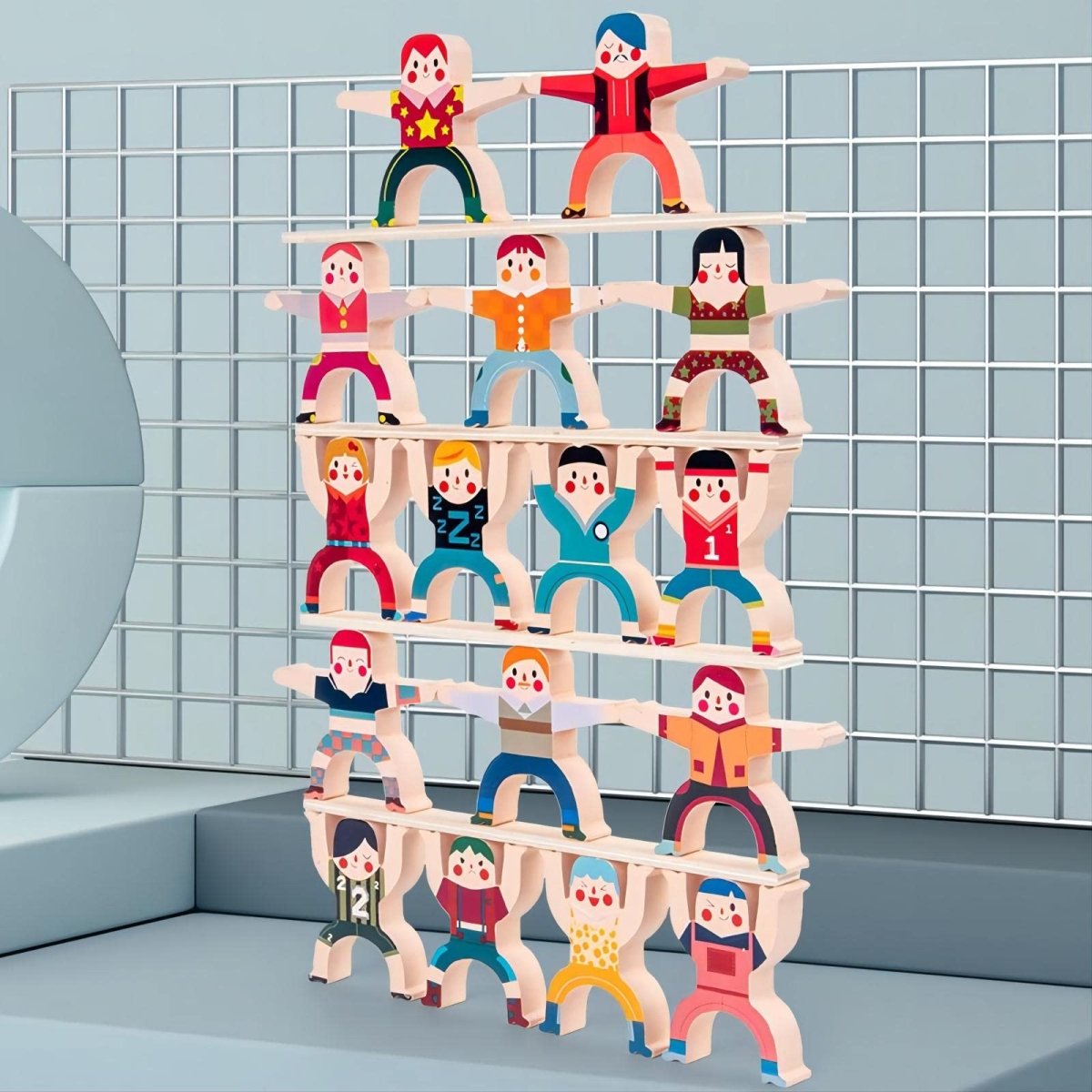 16 - Piece Wooden Stacking Balance Game for Toddlers & Kids 3+ - Babies Mall