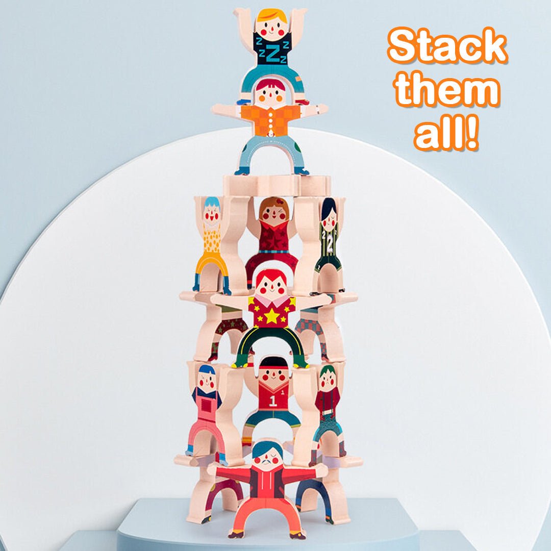 16 - Piece Wooden Stacking Balance Game for Toddlers & Kids 3+ - Babies Mall