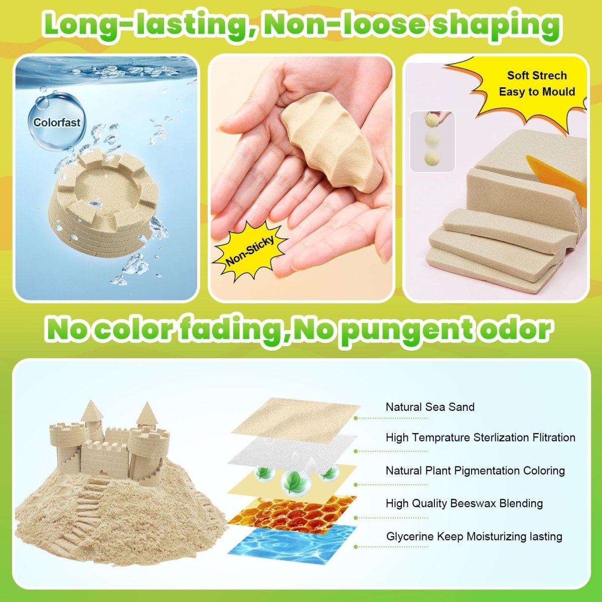 1lb PlaySand Kit with Foldable Sandbox, 6 Construction Trucks Tools - Babies Mall