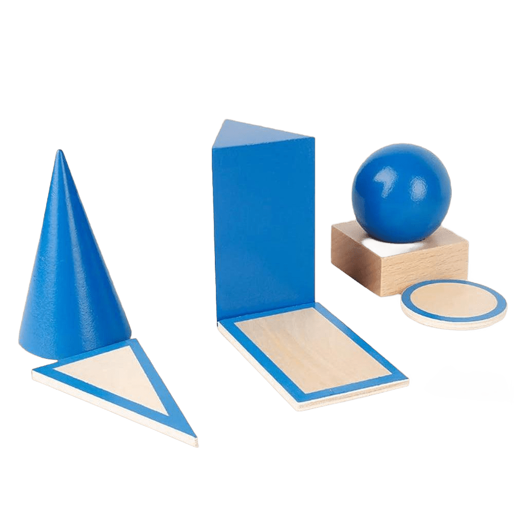 3D Geometric Solids – Durable Wooden Math Learning Set - Babies Mall