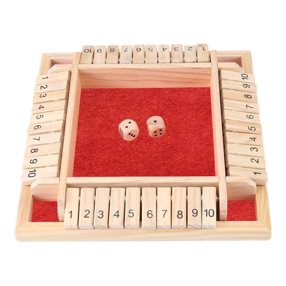 4 - Player Shut the Box Game – Solid Wood Board with Felt Lining - Babies Mall