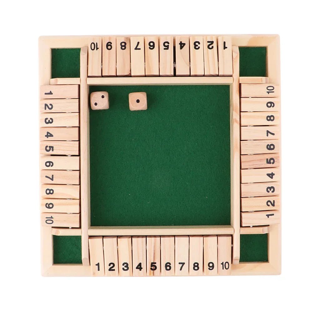 4 - Player Shut the Box Game – Solid Wood Board with Felt Lining - Babies Mall