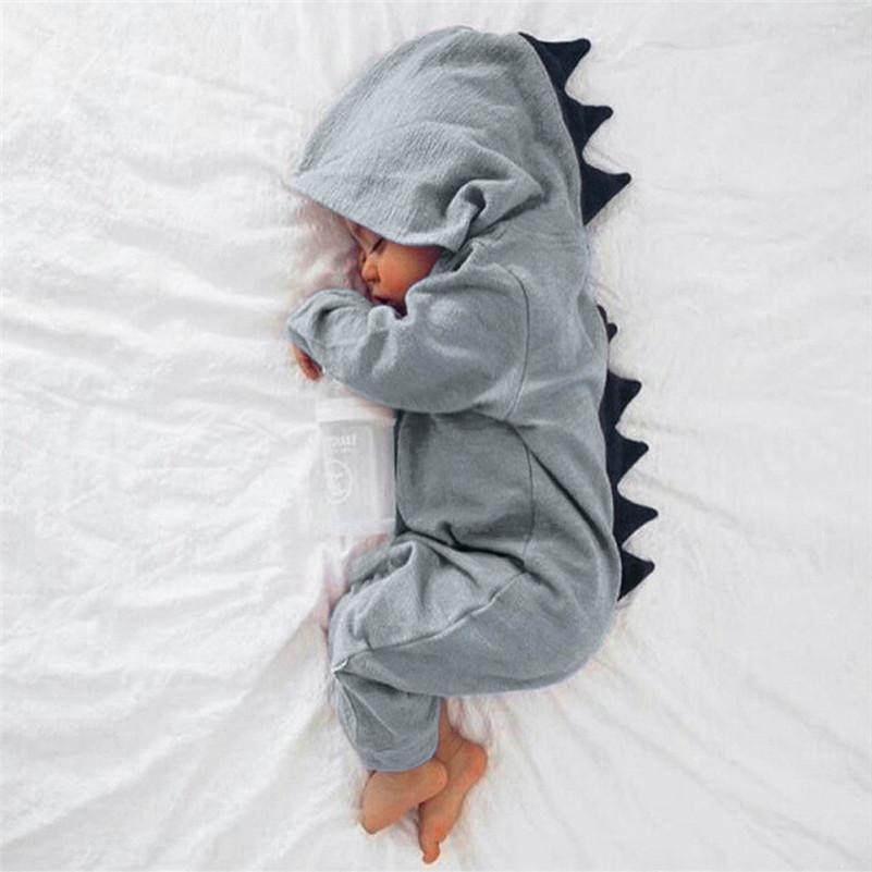 Baby Dinosaur Onesie with 3D Spikes, Cotton Blend Outfit Four Colors - Babies Mall