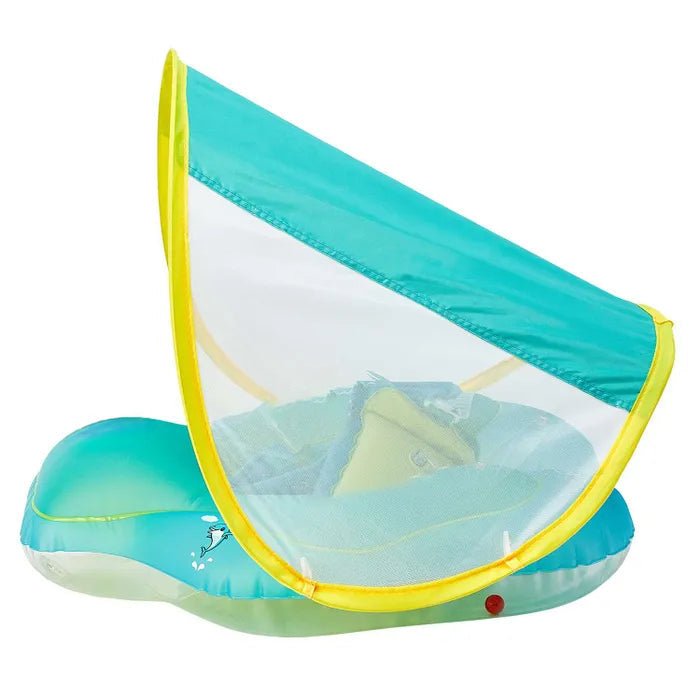 Baby Float with Canopy, Inflatable Pool Ring for 3–36 Months, Blue - Babies Mall
