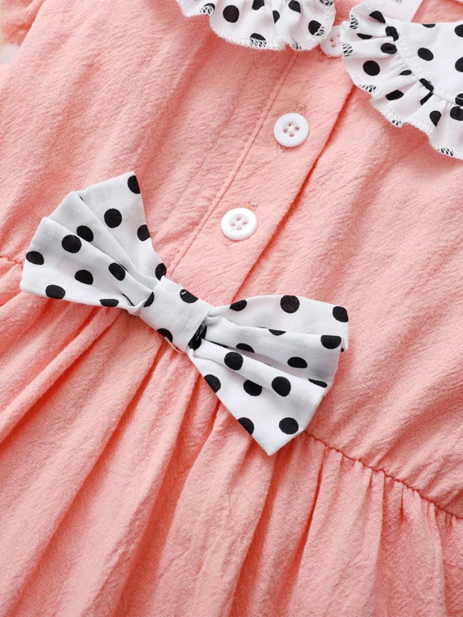 Baby Girl Cotton Bow Dress – Comfortable Everyday Style - Babies Mall