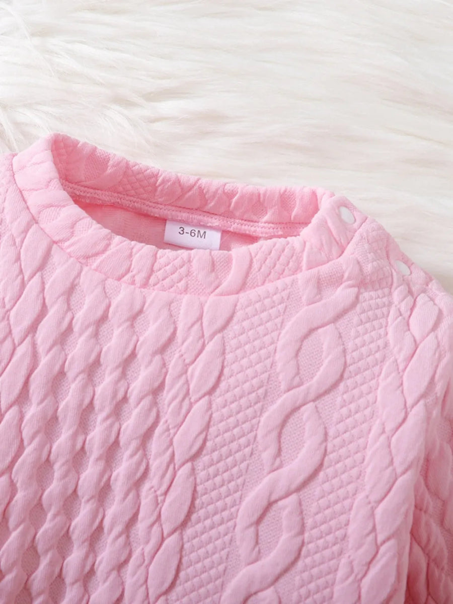 Baby girl two - piece cotton outfit with lace detail - Babies Mall