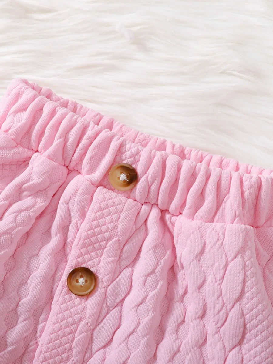 Baby girl two - piece cotton outfit with lace detail - Babies Mall