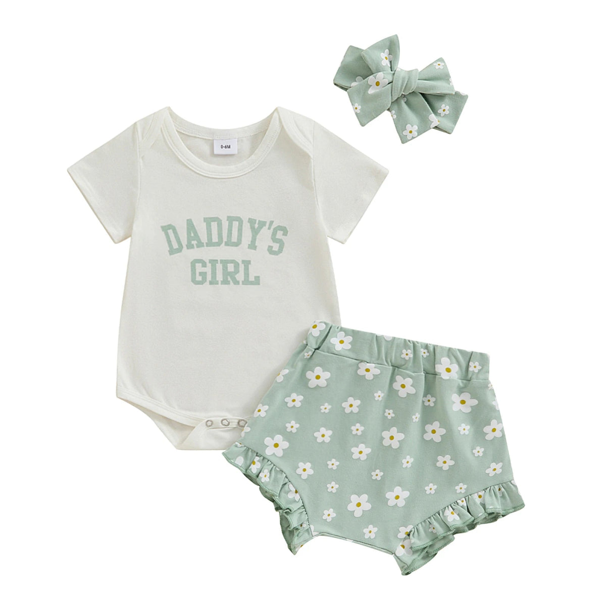 Baby Girls Outfit Short Sleeve Romper - Floral Shorts - Hairband Set Casual Clothes - Babies Mall