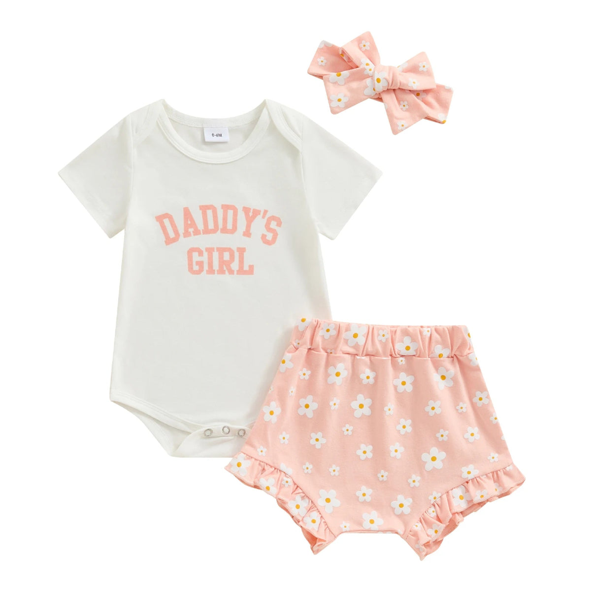 Baby Girls Outfit Short Sleeve Romper - Floral Shorts - Hairband Set Casual Clothes - Babies Mall