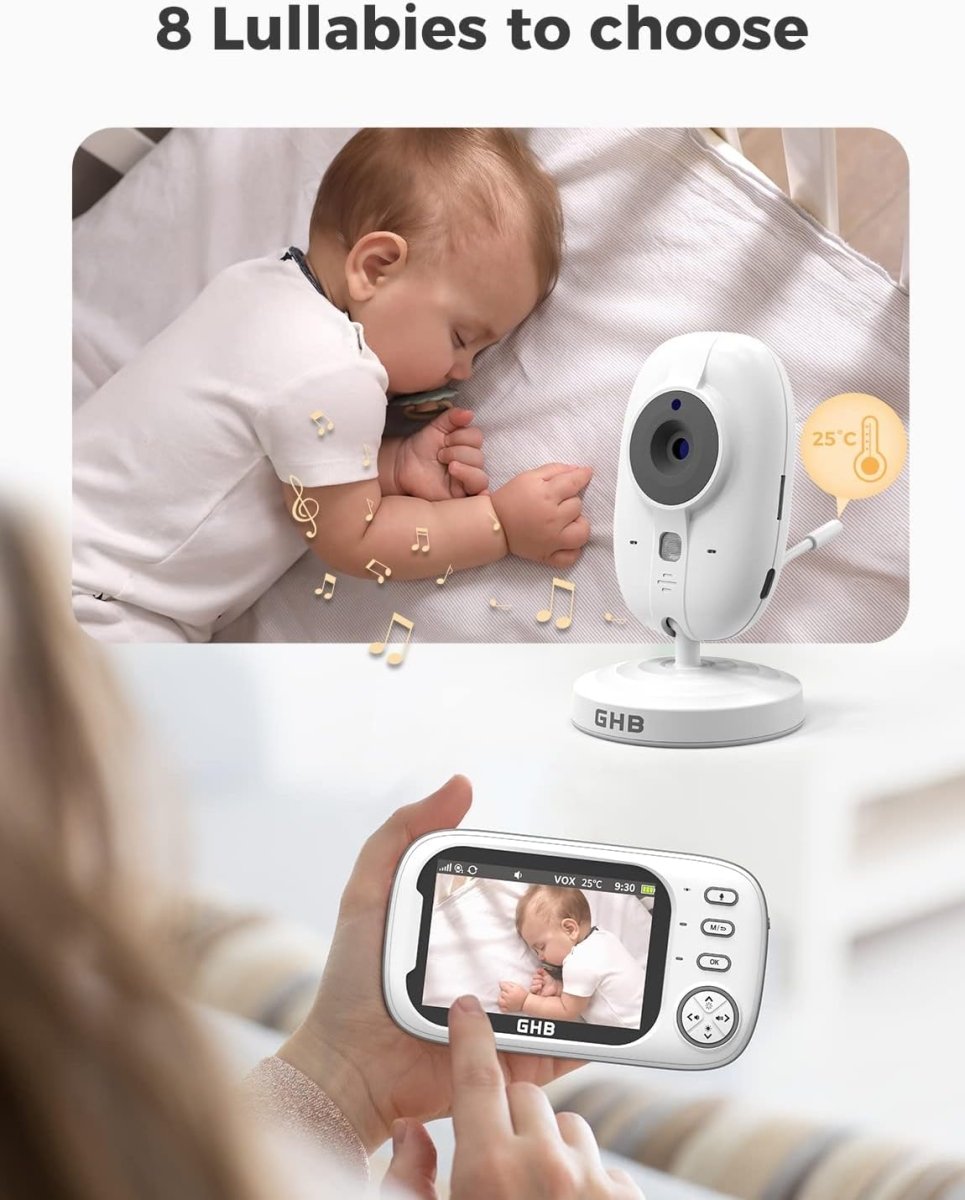Baby Monitor with 3.5” LCD, Dual Cameras, Temperature Sensor - Babies Mall