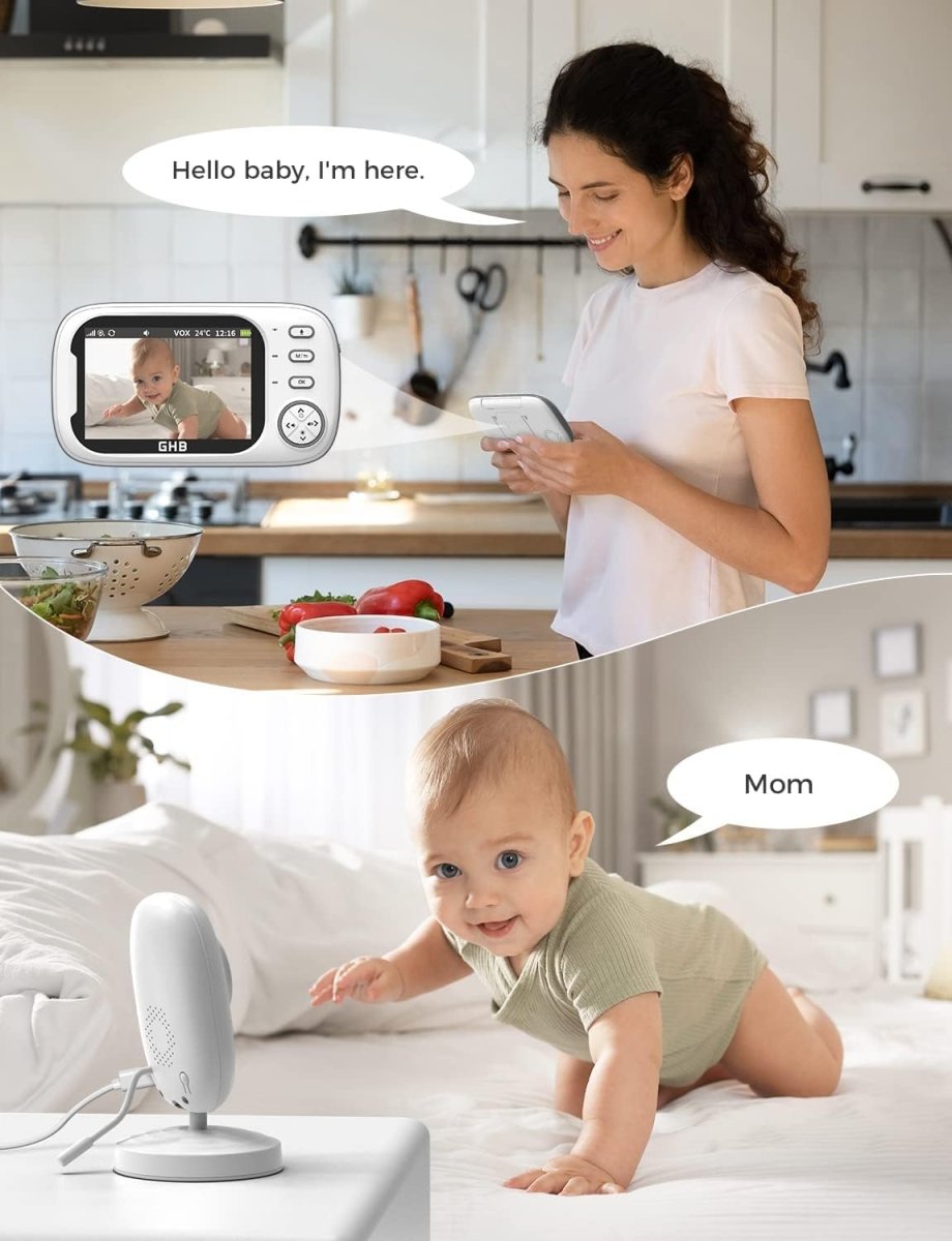 Baby Monitor with 3.5” LCD, Dual Cameras, Temperature Sensor - Babies Mall