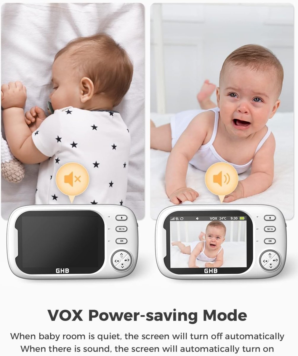 Baby Monitor with 3.5” LCD, Dual Cameras, Temperature Sensor - Babies Mall