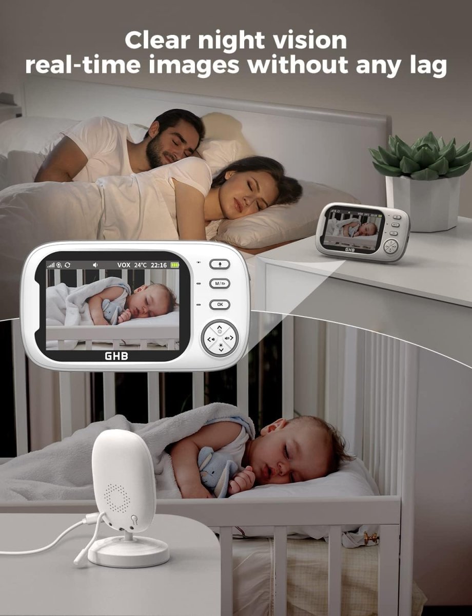 Baby Monitor with 3.5” LCD, Dual Cameras, Temperature Sensor - Babies Mall