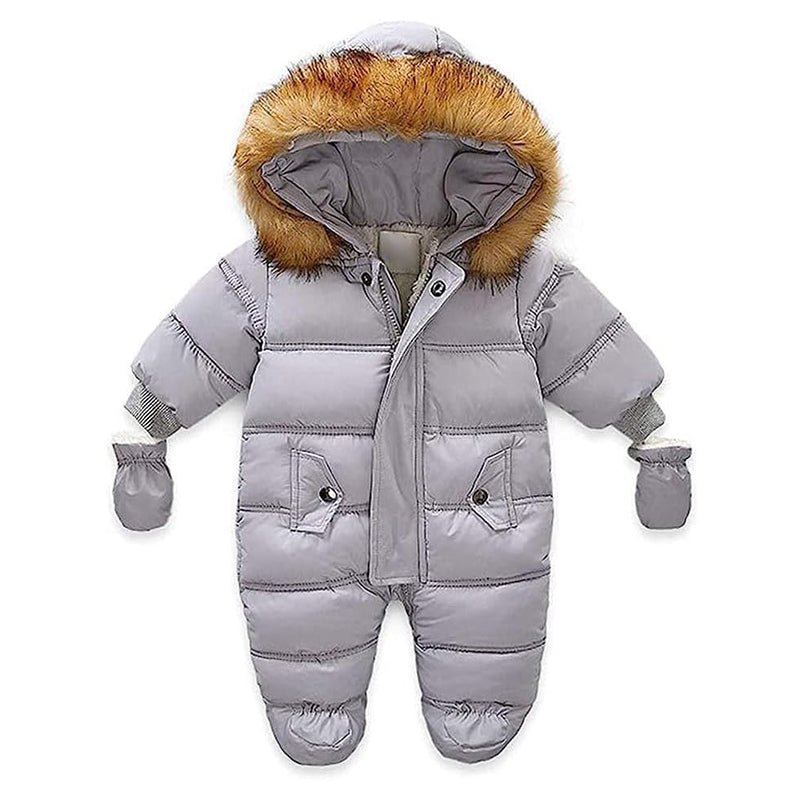 Baby Snowsuit with Hood & Mittens Waterproof Winter Romper - Babies Mall