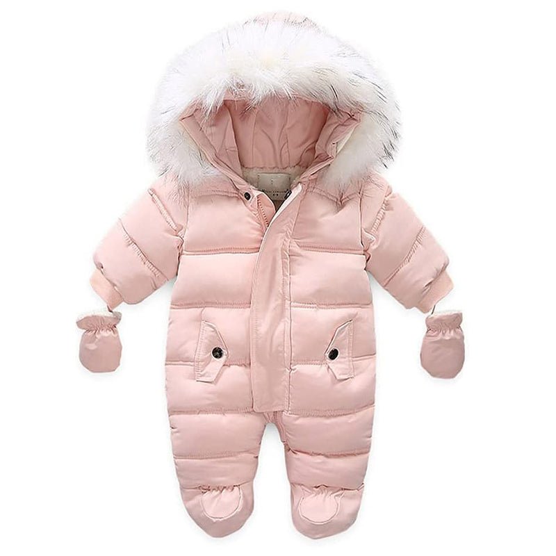 Baby Snowsuit with Hood & Mittens Waterproof Winter Romper - Babies Mall