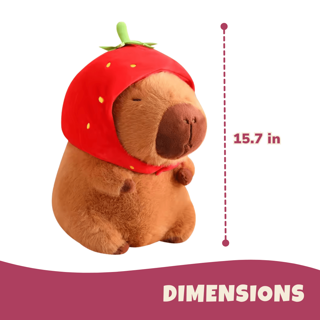 Capybara Plush Strawberry Hat or Turtle Backpack, Cotton 15.7 inches - Babies Mall