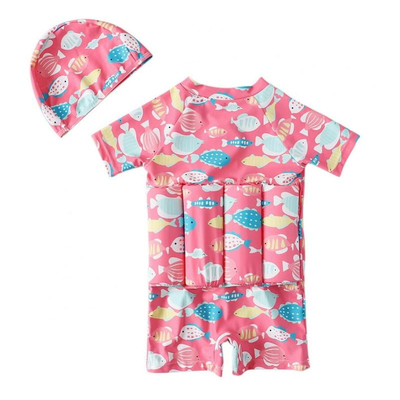 Children's Swimsuit with Removable Floats, One - Piece Rash Guard - Babies Mall