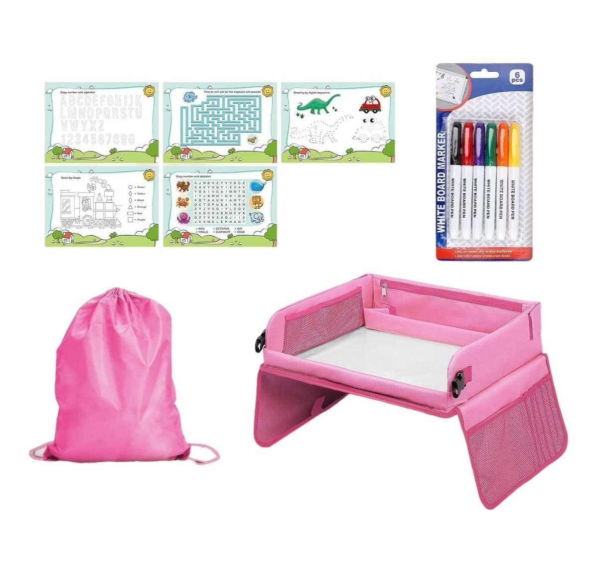 Children's Travel Tray with Washable Drawing Board & Storage - Babies Mall