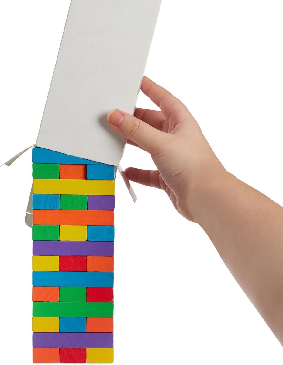 Colorful Wooden Stacking Game with Dice - 48 Blocks - Babies Mall