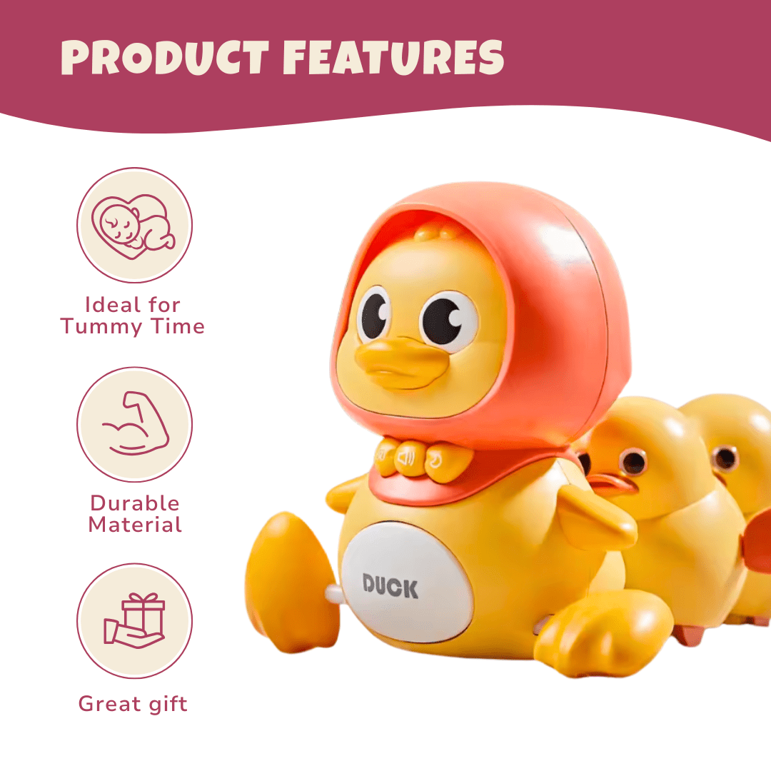 Crawling Duck Toy Music, LED Night Light, Sounds - Magnetic Ducklings - Babies Mall