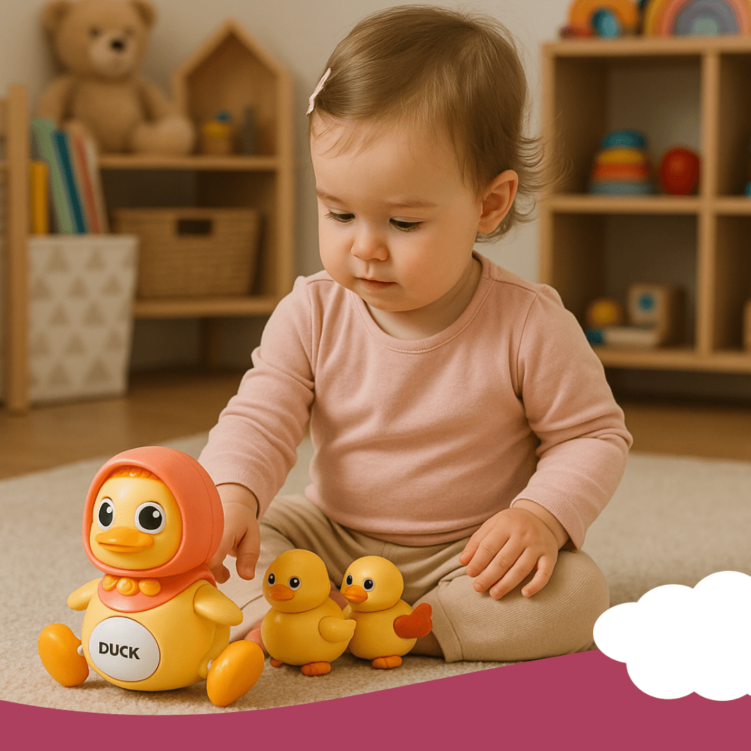 Crawling Duck Toy Music, LED Night Light, Sounds - Magnetic Ducklings - Babies Mall