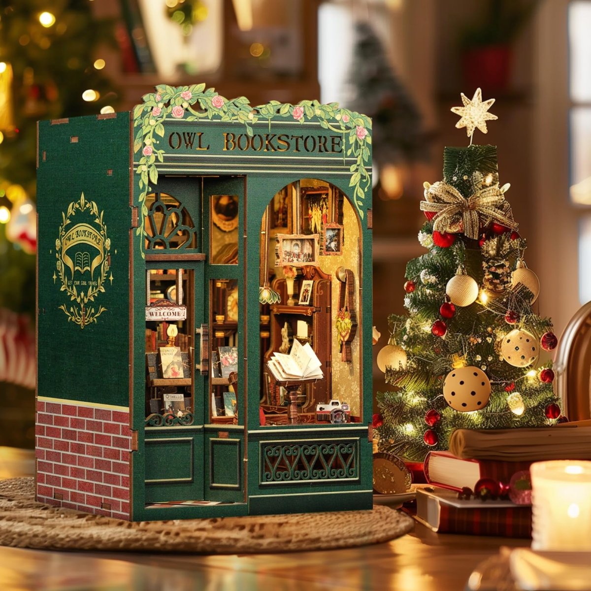 DIY Book Nook Kit with LED, Wooden Miniature Bookstore Craft Set - Babies Mall