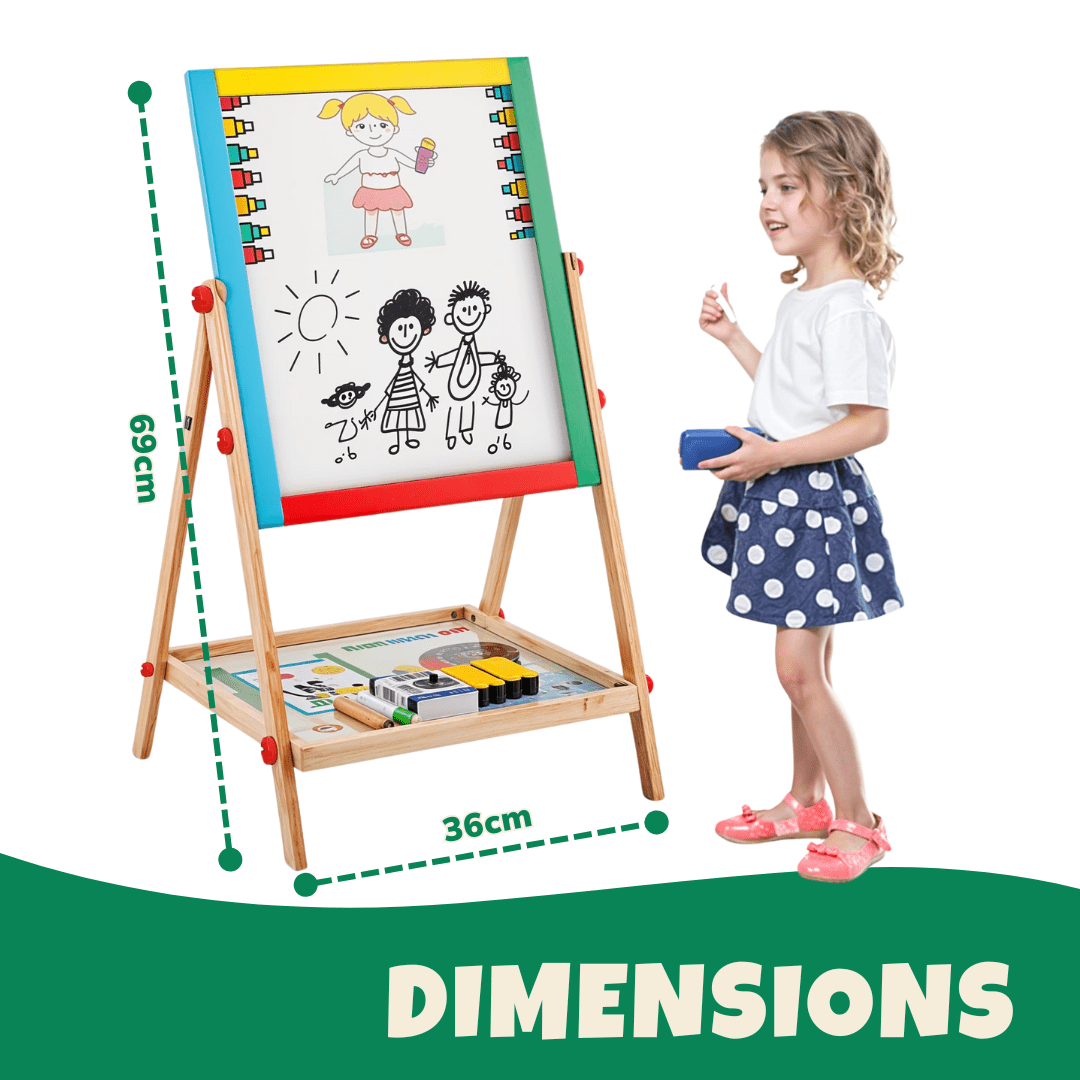 Double - Sided Wooden Kids Board with Tray, Adjustable Height - Babies Mall