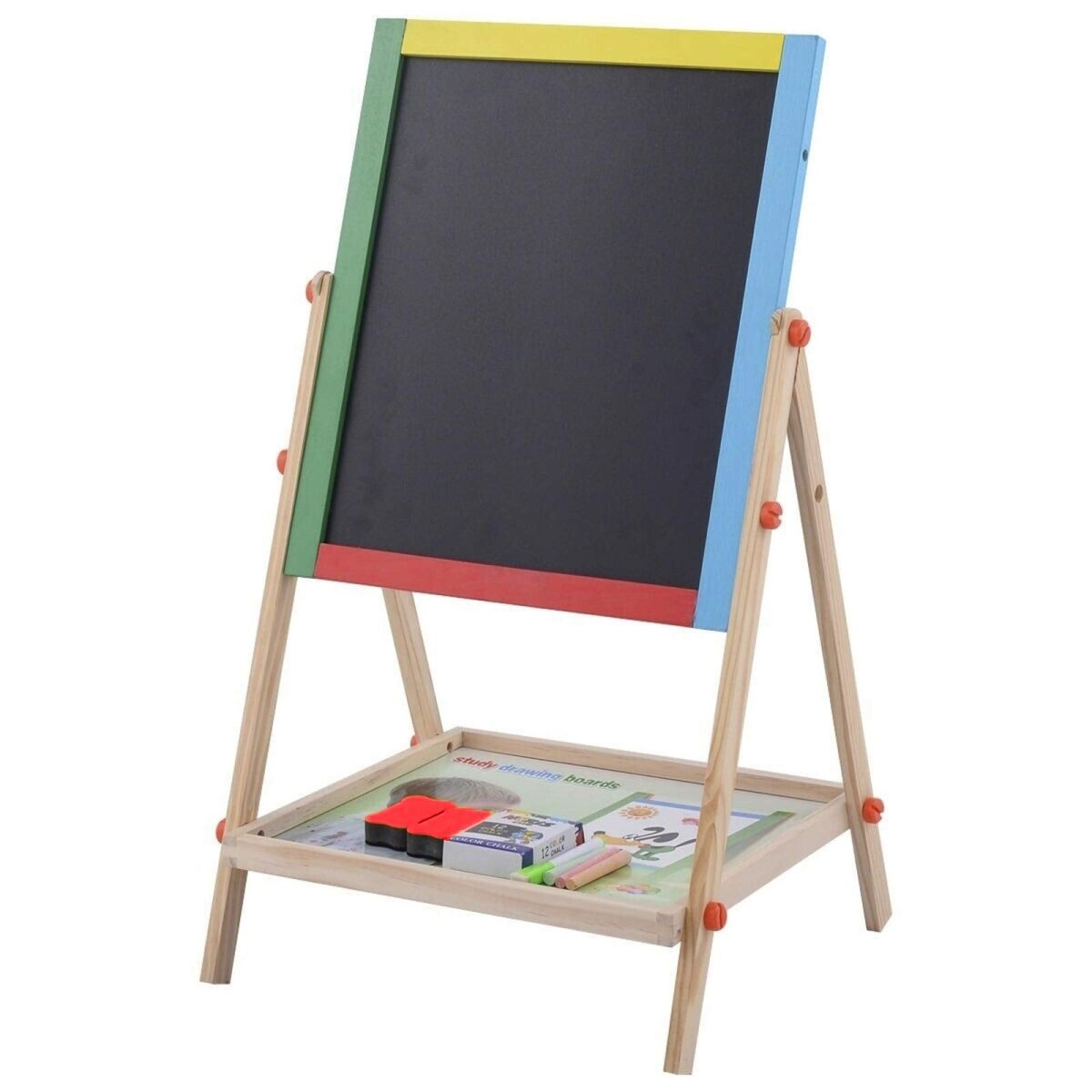 Double - Sided Wooden Kids Board with Tray, Adjustable Height - Babies Mall