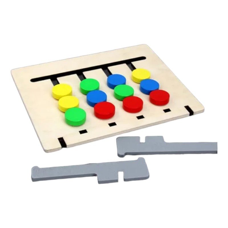 Double - Sided Wooden Matching Game with Fruit and Color Cards - Babies Mall