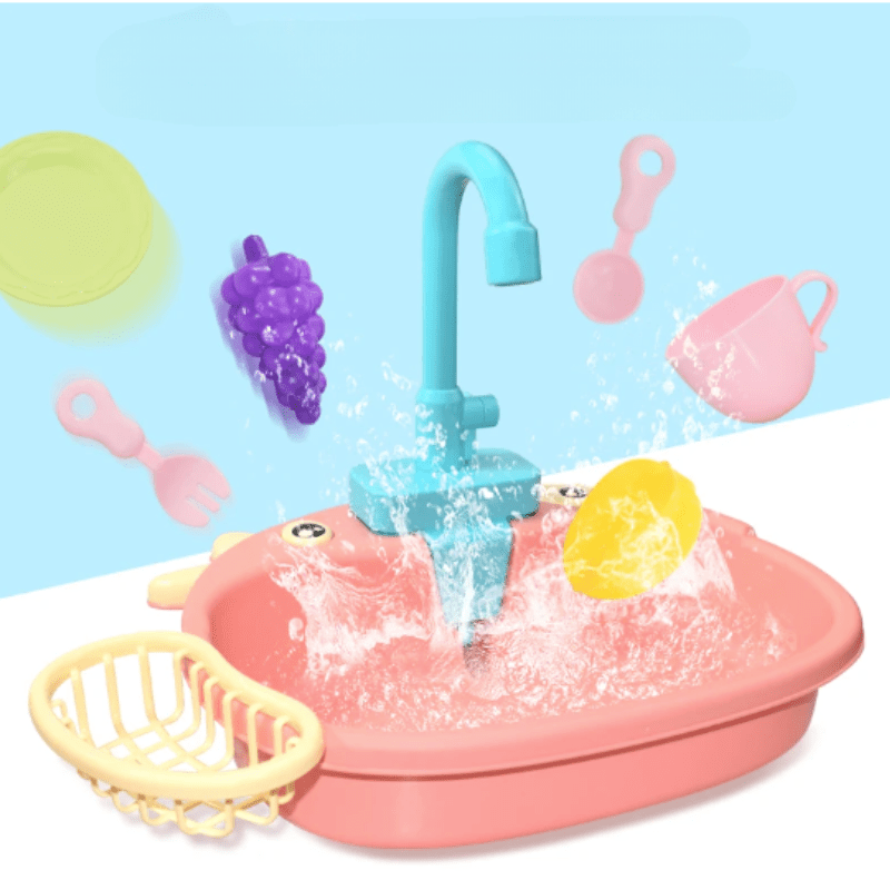 Electric Kitchen Sink Toy Set – Mini Pretend Dishwasher & Accessories - Babies Mall