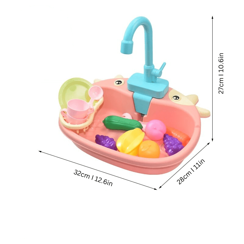 Electric Kitchen Sink Toy Set – Mini Pretend Dishwasher & Accessories - Babies Mall