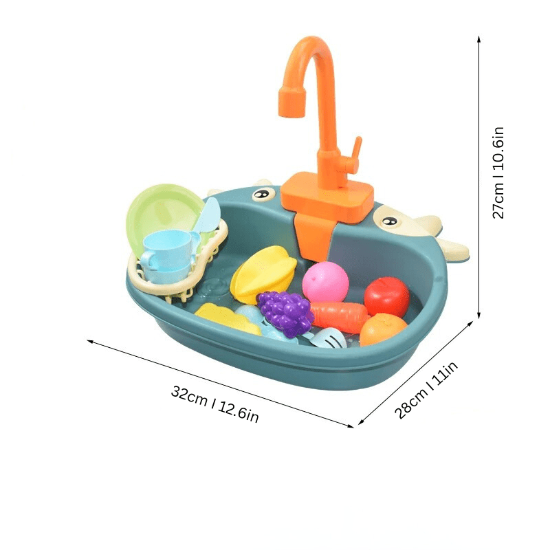 Electric Kitchen Sink Toy Set – Mini Pretend Dishwasher & Accessories - Babies Mall