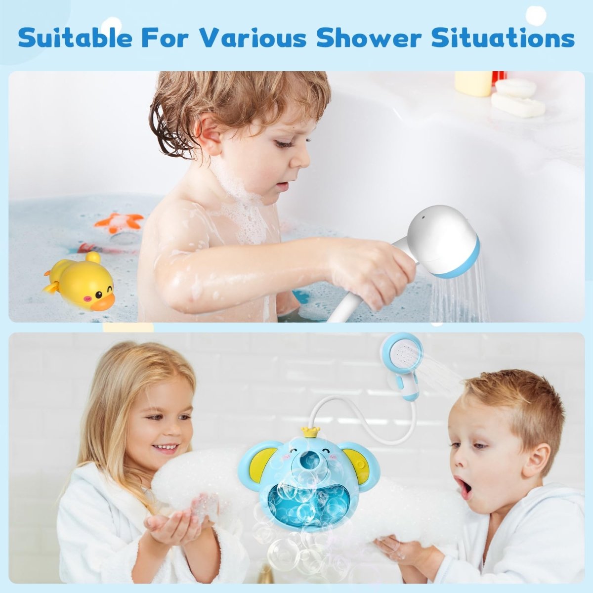 Elephant Bubble Machine - Bath Toy with Music & Floating Duck - Babies Mall