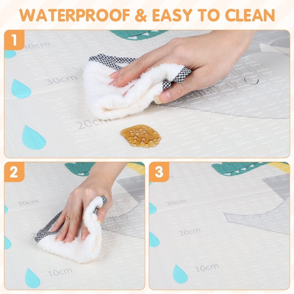 Foldable Baby Play Mat Waterproof Reversible Letters Numbers Foam - Babies Mall