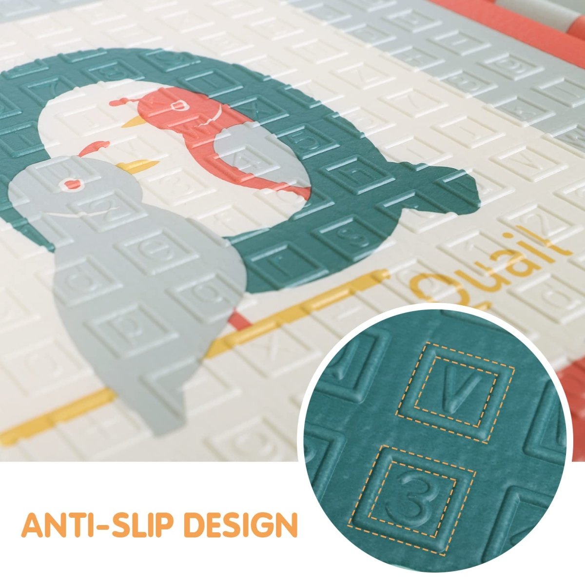 Foldable Baby Play Mat Waterproof Reversible Letters Numbers Foam - Babies Mall