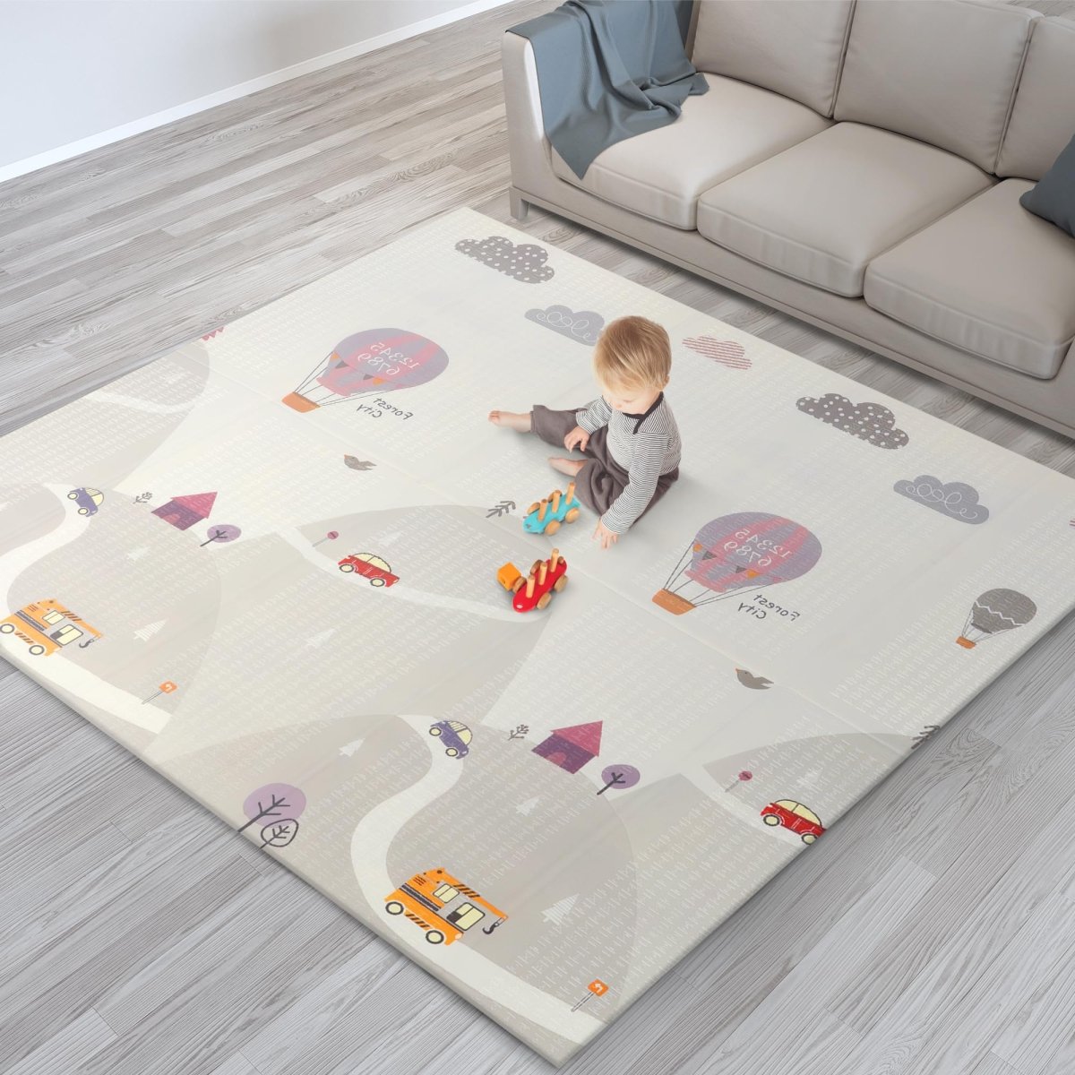 Foldable Reversible Mat for Play, Waterproof Picnic Mat Carry Bag - Babies Mall