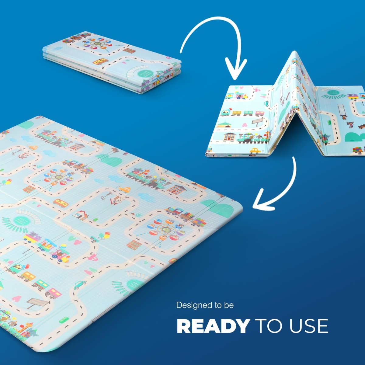 Foldable Reversible Mat for Play, Waterproof Picnic Mat Carry Bag - Babies Mall