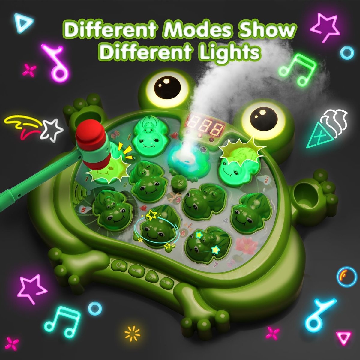 Interactive Frog Hammer Toy Light - Up, Spraying, Musical Game - Babies Mall