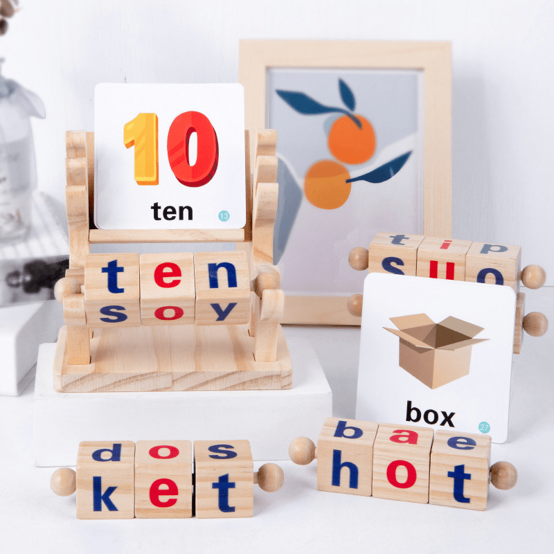 Interactive Wooden Word Game Set, 40 Spelling Cards for Early Practice - Babies Mall