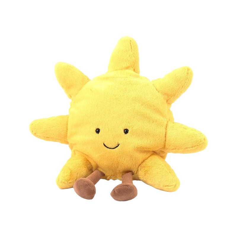 Kawaii Sun Plush with Legs, Yellow Smiling Pillow for Kids and Décor - Babies Mall