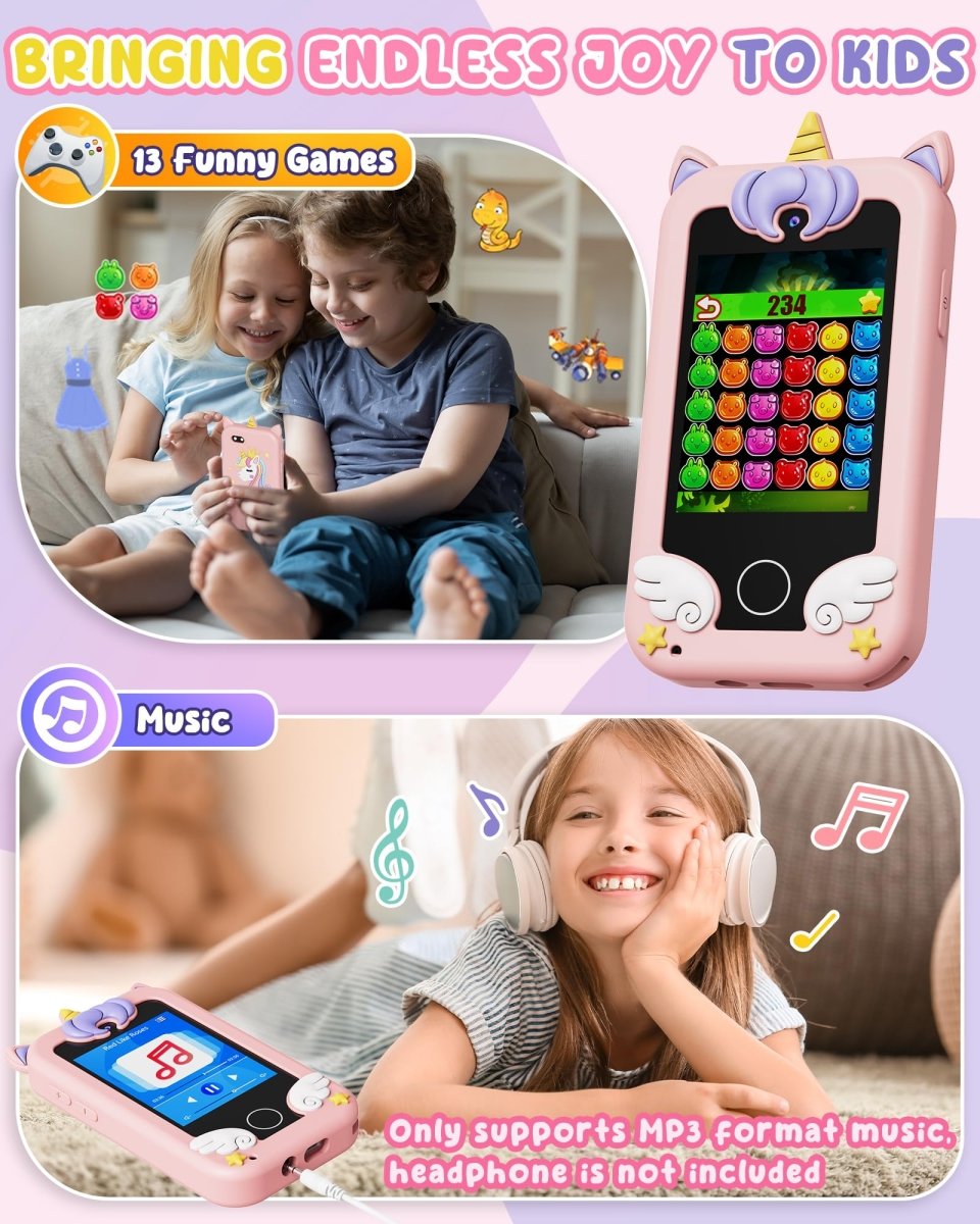Kids Smart Phone Toy, Dual Camera & MP3 Player, Toddler Learning Games - Babies Mall