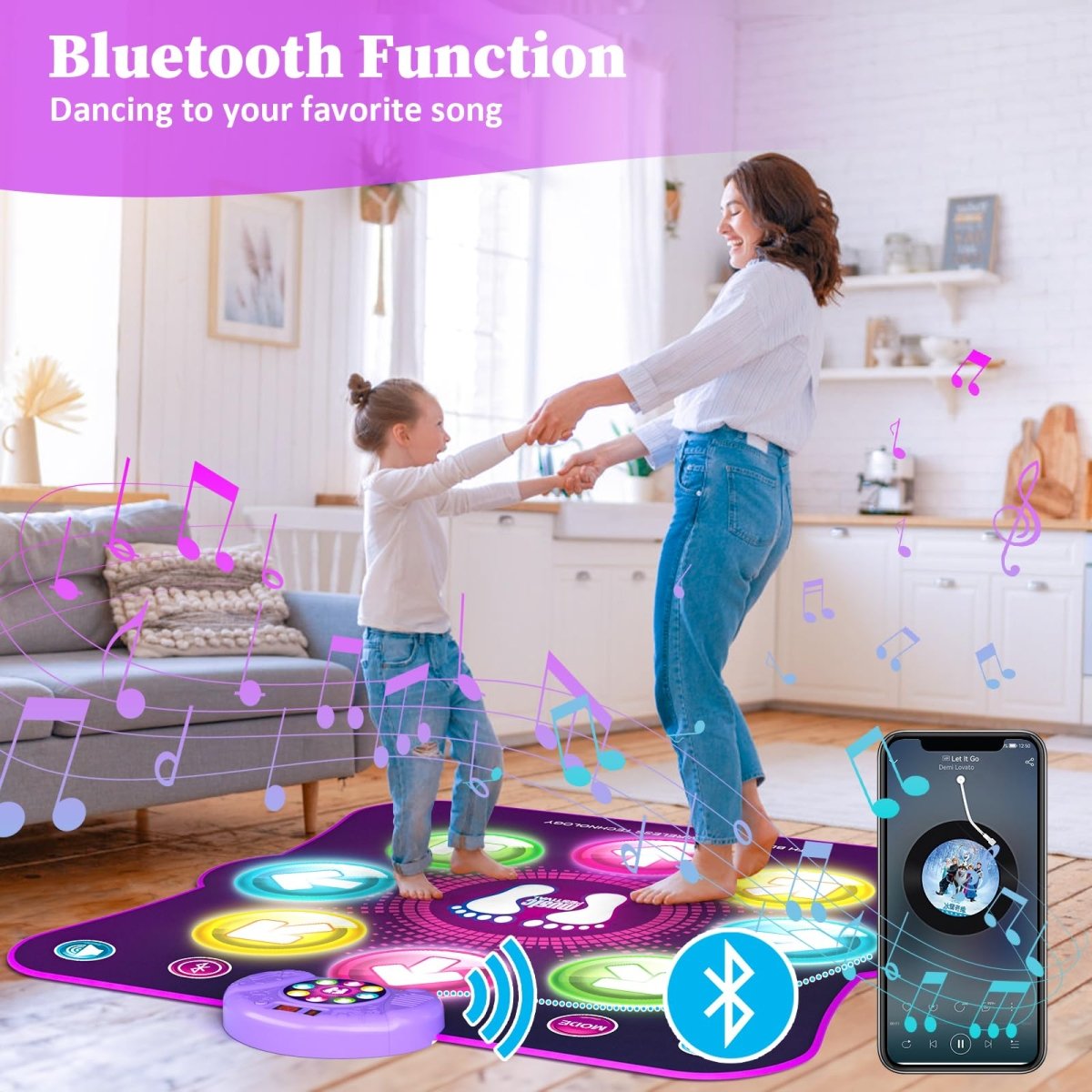 Light - Up Dance Mat for Kids, Bluetooth Music, Rechargeable Game Pad - Babies Mall
