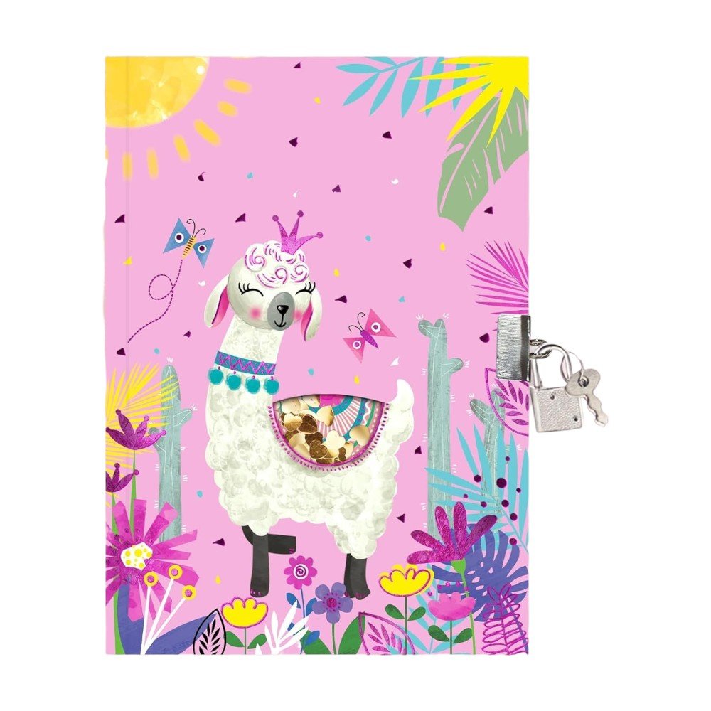 Locking Journal for Kids, Glitter Diary, Lined Notebook, 7x5 Inches - Babies Mall