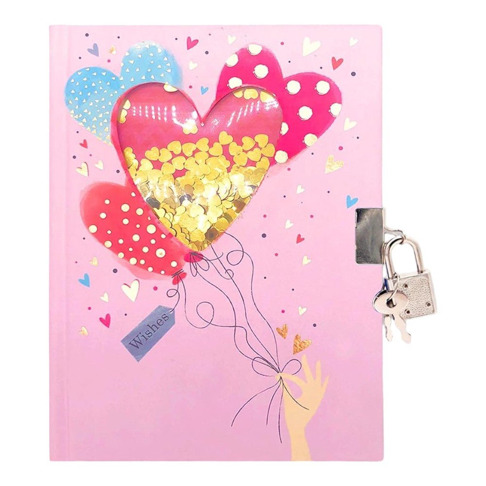 Locking Journal for Kids, Glitter Diary, Lined Notebook, 7x5 Inches - Babies Mall