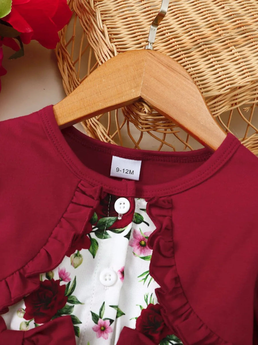 Long Sleeve Baby Romper with Bow Detail – Sizes 6M to 3T - Babies Mall