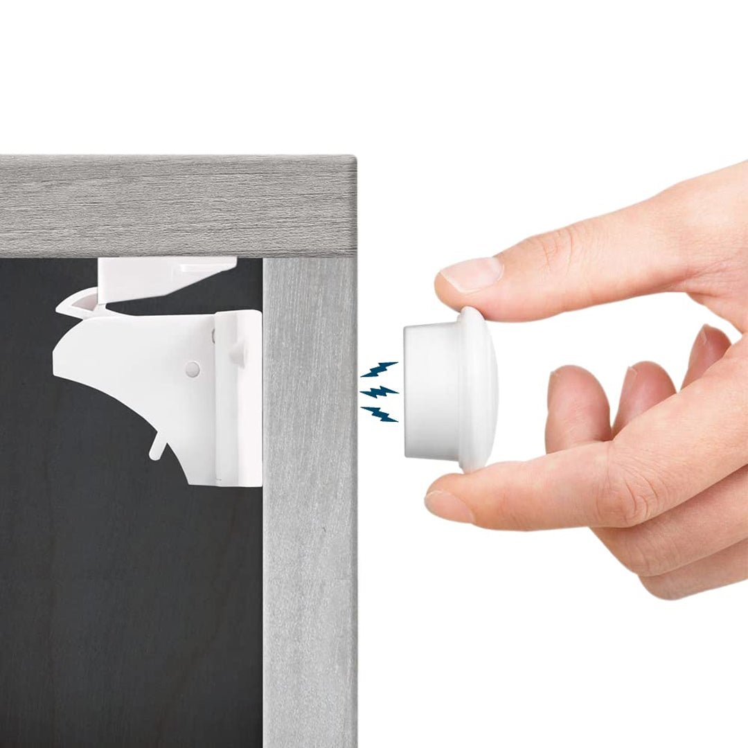 Magnetic Child Locks 6 Pack, Adhesive & Hidden Cabinet Latches - Babies Mall
