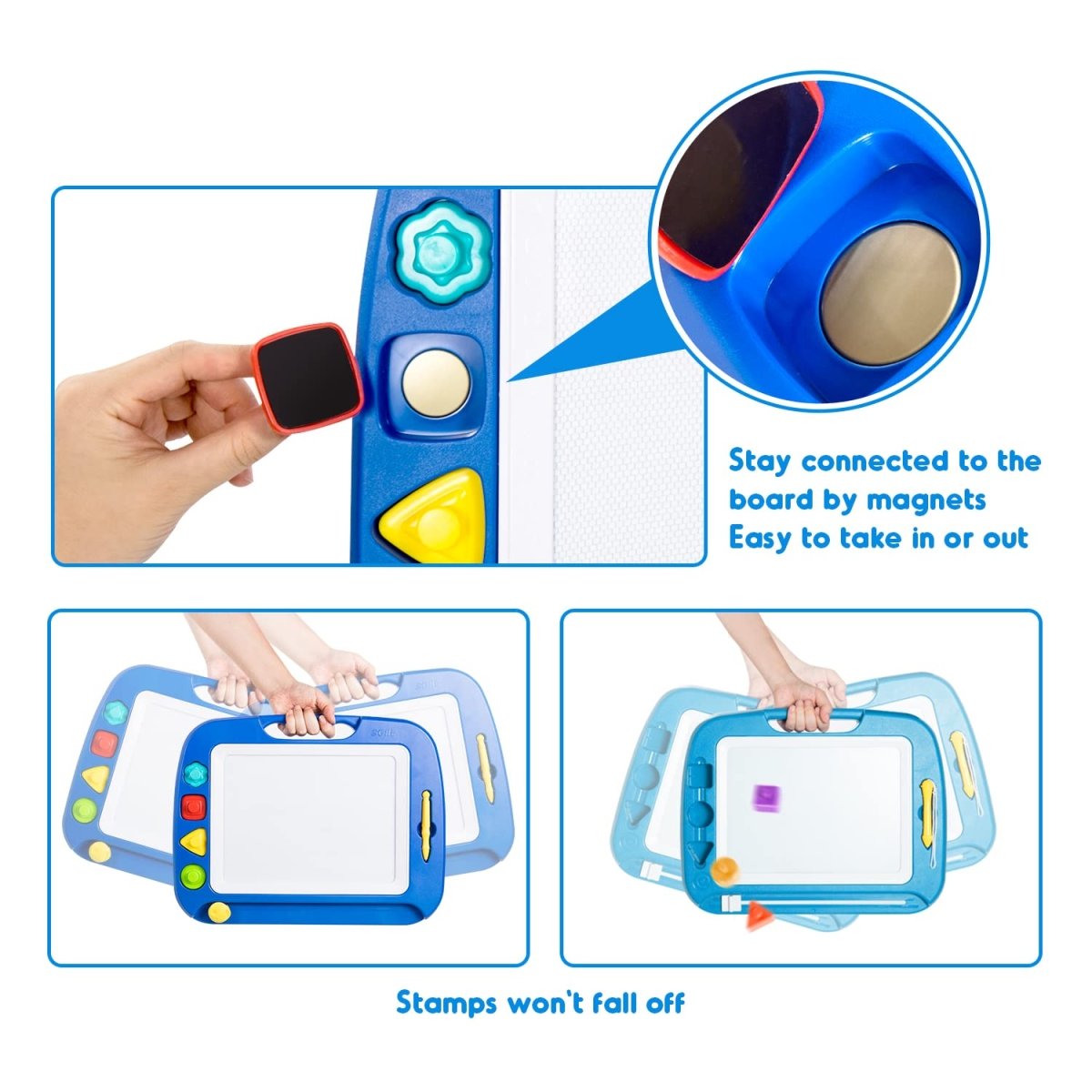 Magnetic Drawing Board for Toddlers 4 - Color Pad with Stamps 10x8in - Babies Mall