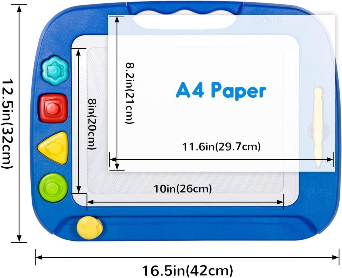 Magnetic Drawing Board for Toddlers 4 - Color Pad with Stamps 10x8in - Babies Mall